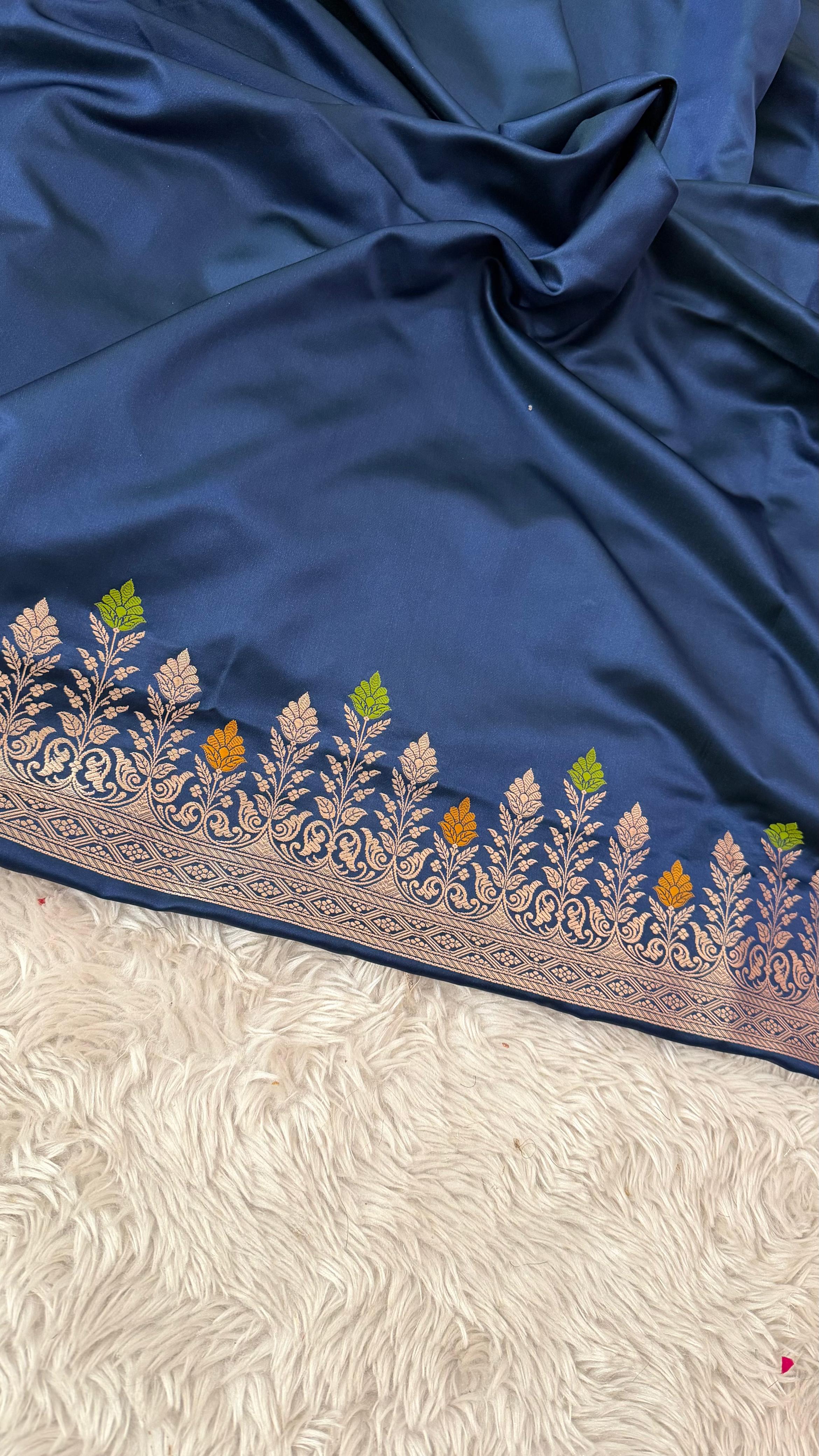 NAVY BLUE MASHRU SILK 3 PIECE SUIT