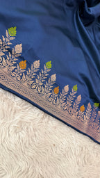 NAVY BLUE MASHRU SILK 3 PIECE SUIT