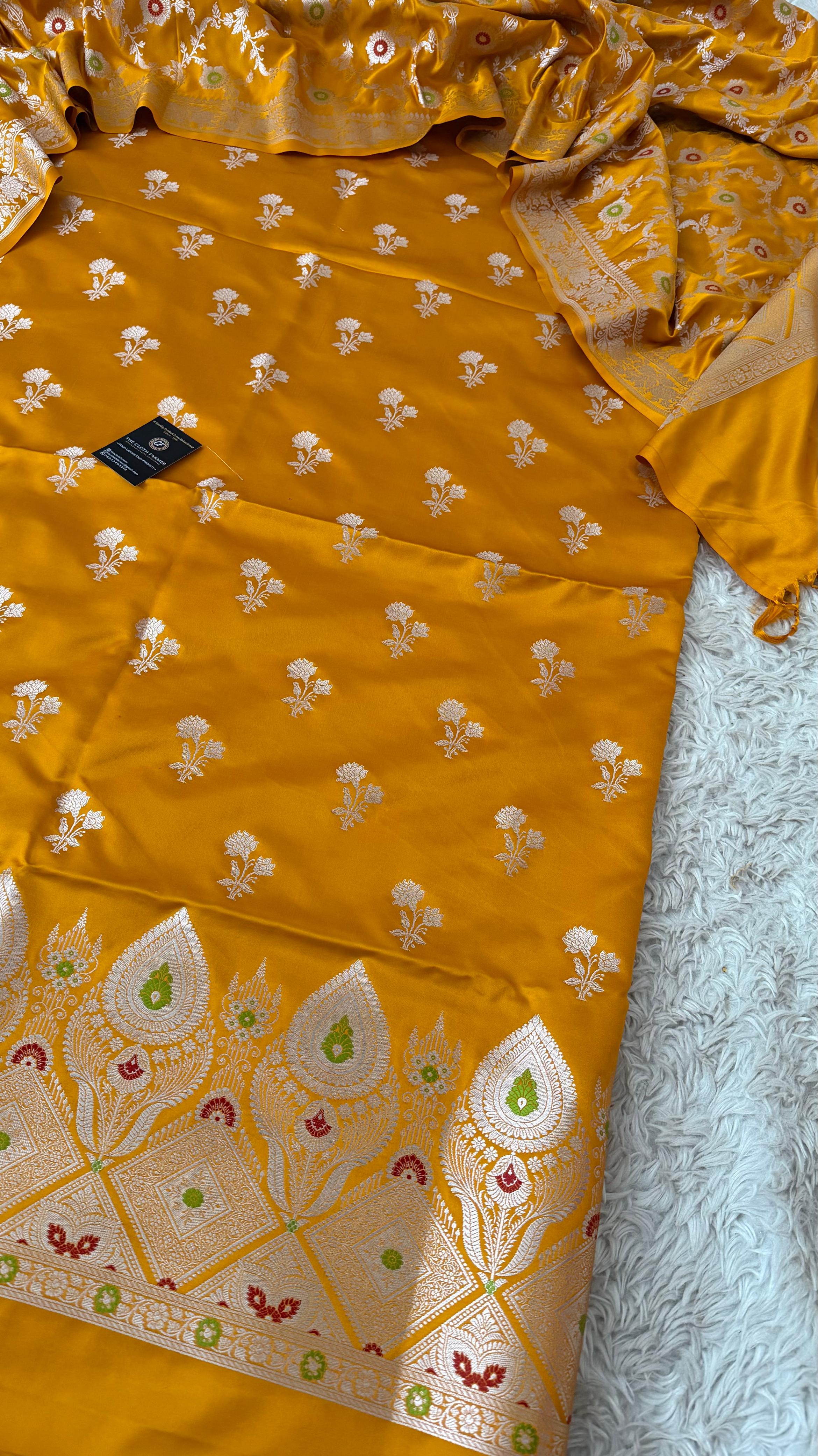 MUSTARD COLOR MASHRU SILK 3 PIECE SUIT