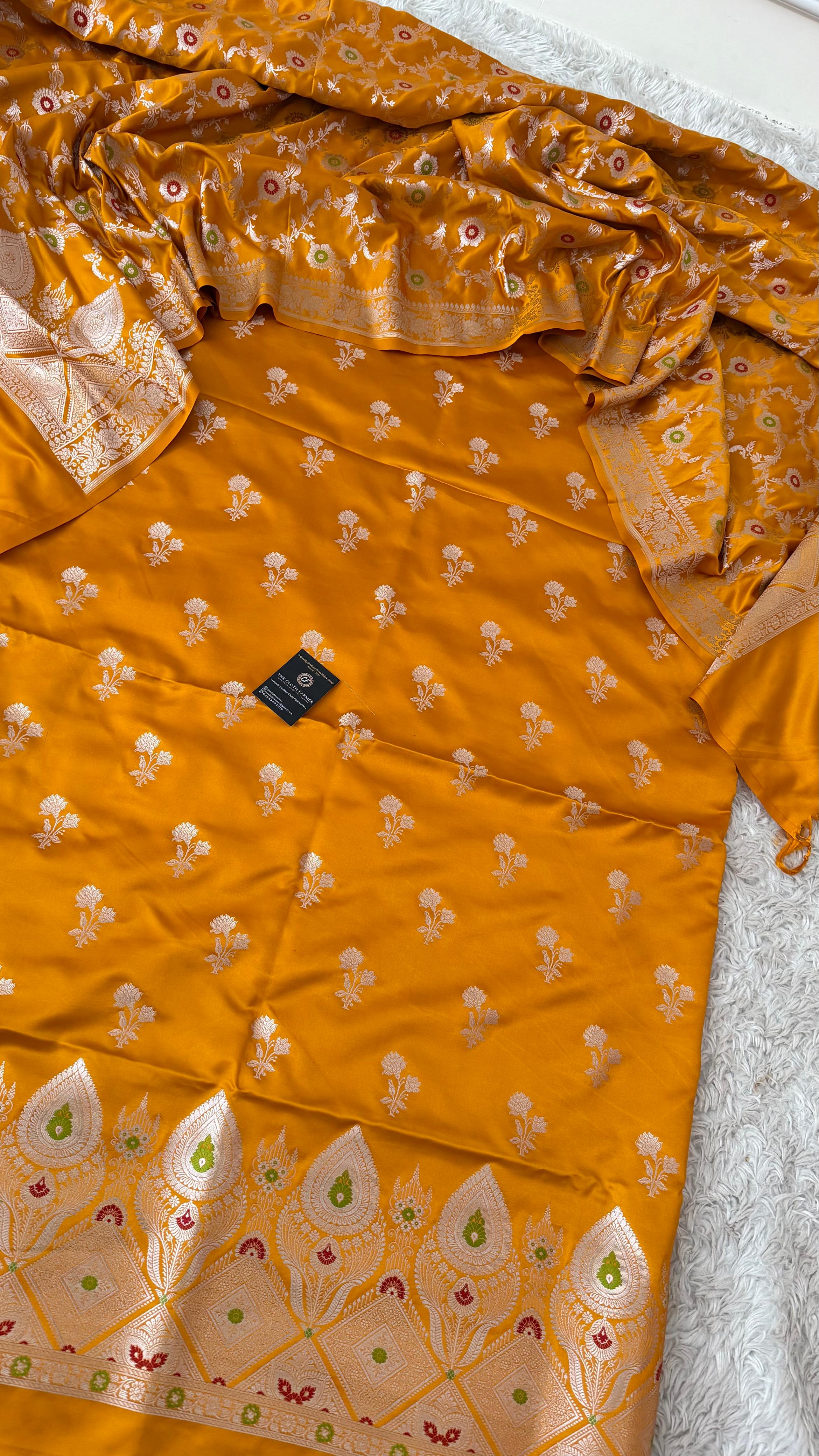 MUSTARD COLOR MASHRU SILK 3 PIECE SUIT