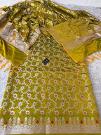 PARROT COLOR MASHRU SILK 3 PIECE SUIT