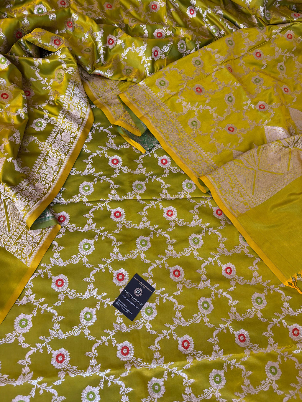 PARROT COLOR MASHRU SILK 3 PIECE SUIT