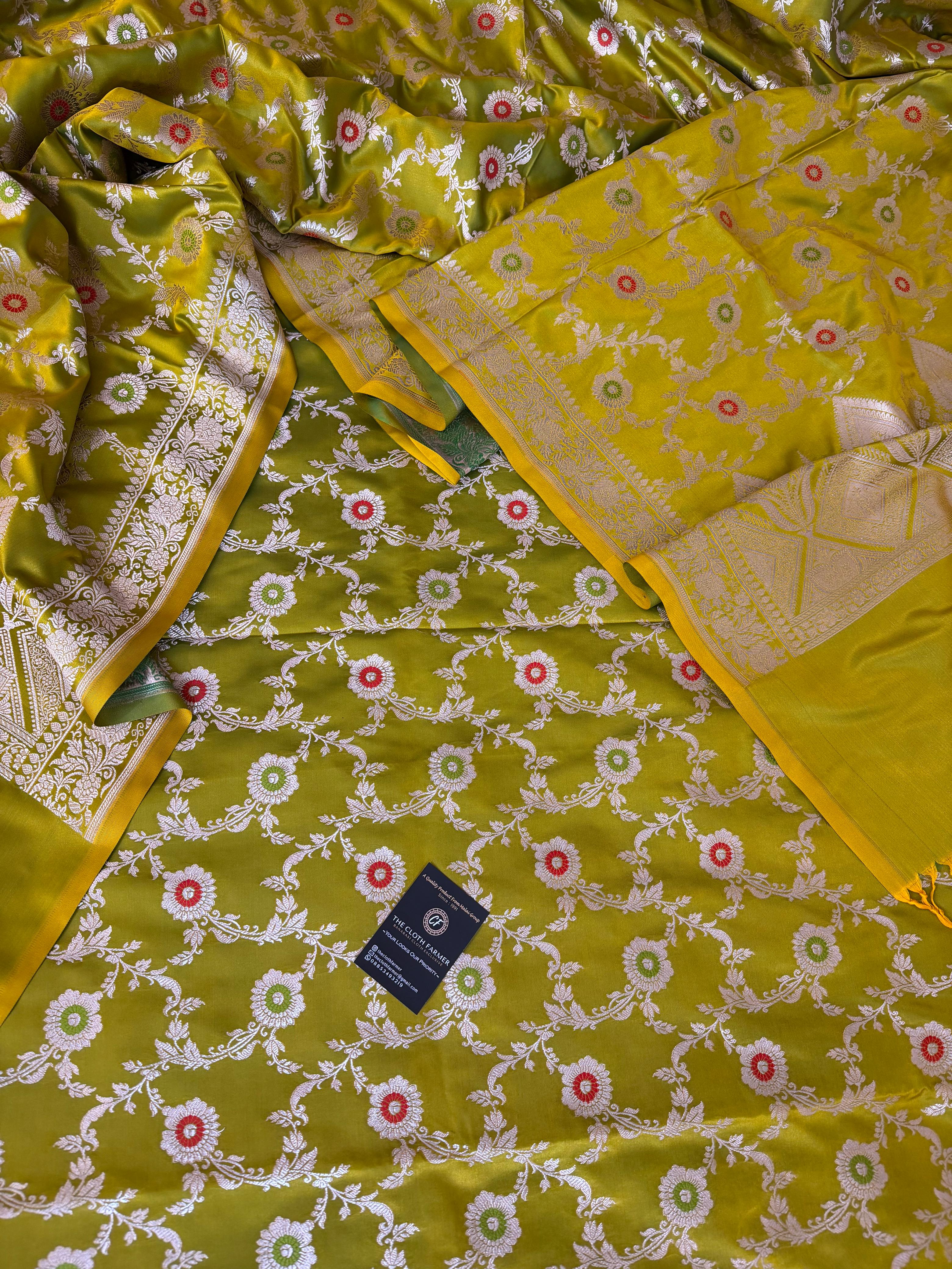 PARROT COLOR MASHRU SILK 3 PIECE SUIT