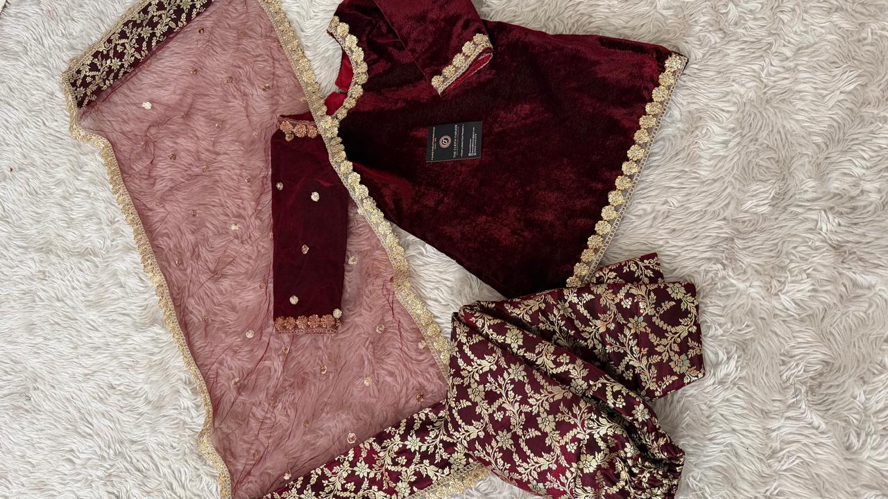 BLOOD MAROON VELVET SUIT