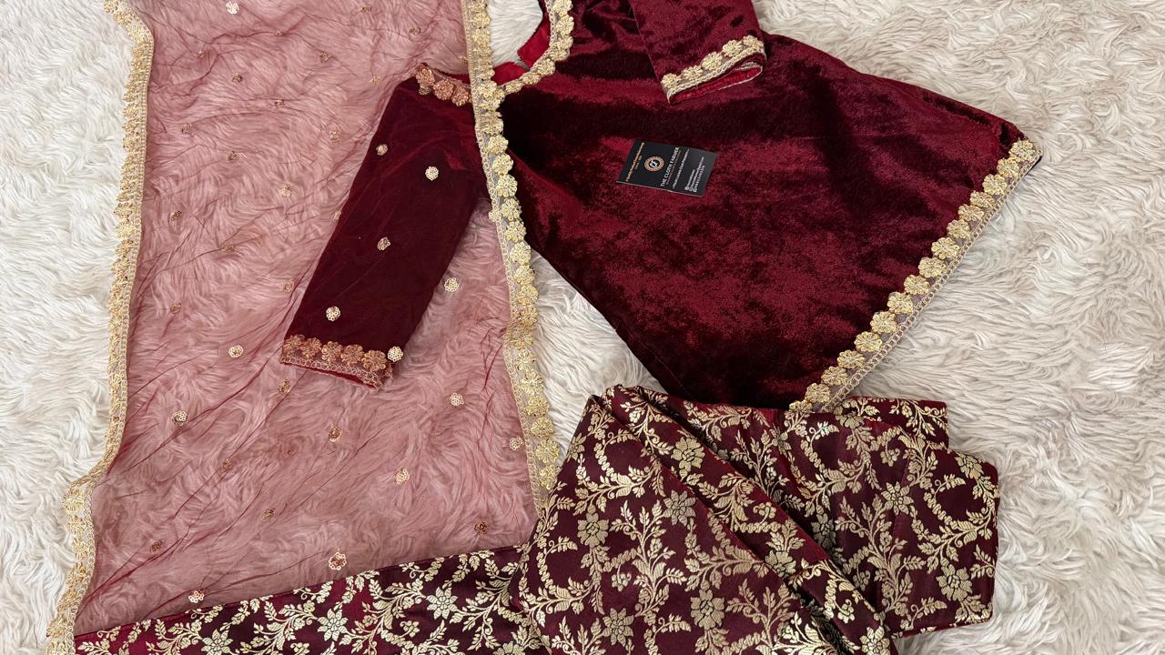 BLOOD MAROON VELVET SUIT