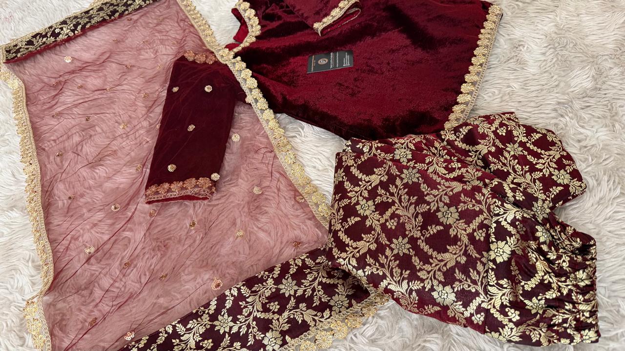 BLOOD MAROON VELVET SUIT