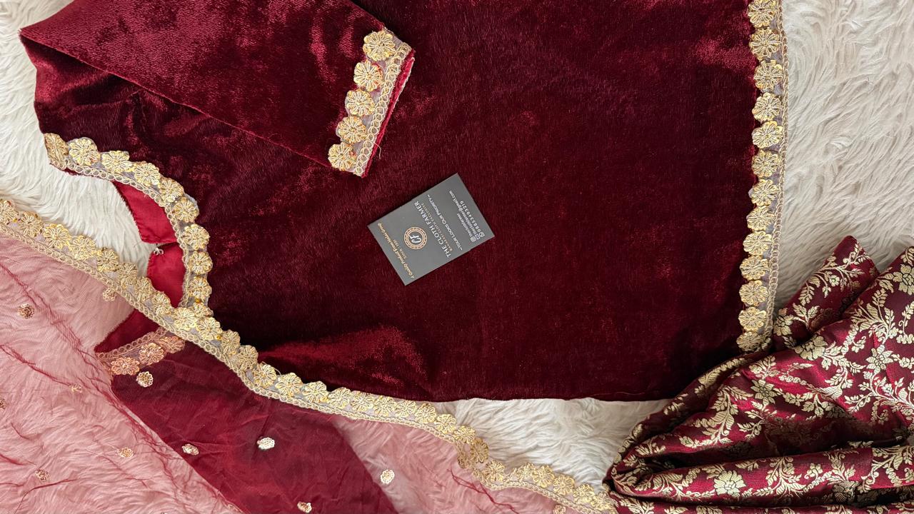 BLOOD MAROON VELVET SUIT