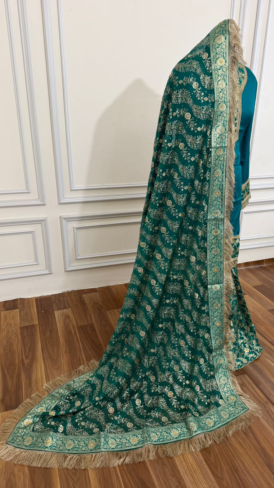 RAMA GREEN BANARASI KIMKHAB GHARARA