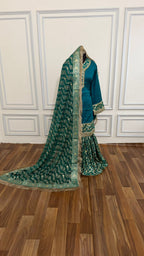 RAMA GREEN BANARASI KIMKHAB GHARARA