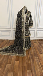 BLACK BANARASI KIMKHAB GHARARA