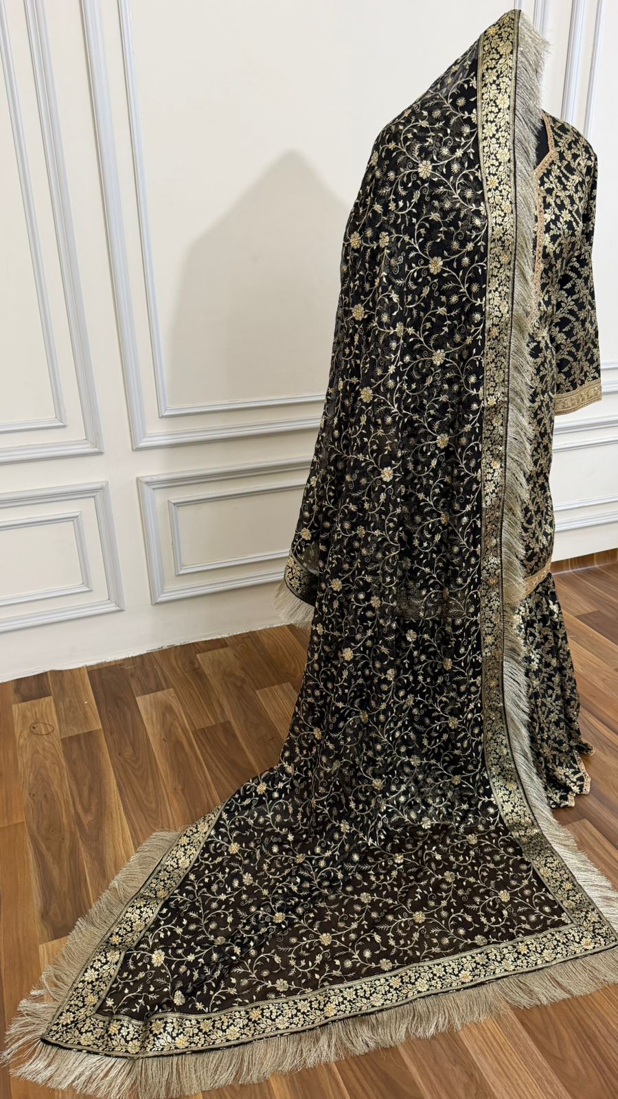 BLACK BANARASI KIMKHAB GHARARA