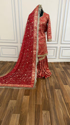 RED COLOR BANARASI KIMKHAB GHARARA