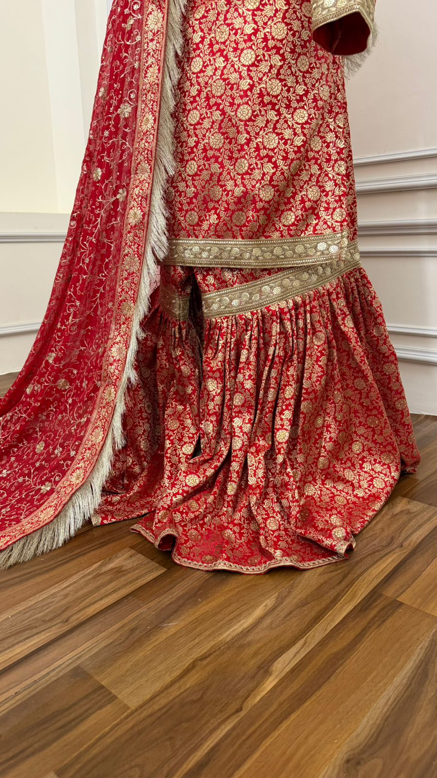 RED COLOR BANARASI KIMKHAB GHARARA