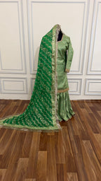 C GREEN COLOR BANARASI KIMKHAB GHARARA