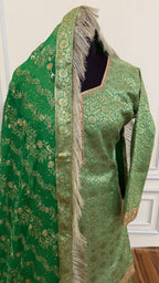 C GREEN COLOR BANARASI KIMKHAB GHARARA
