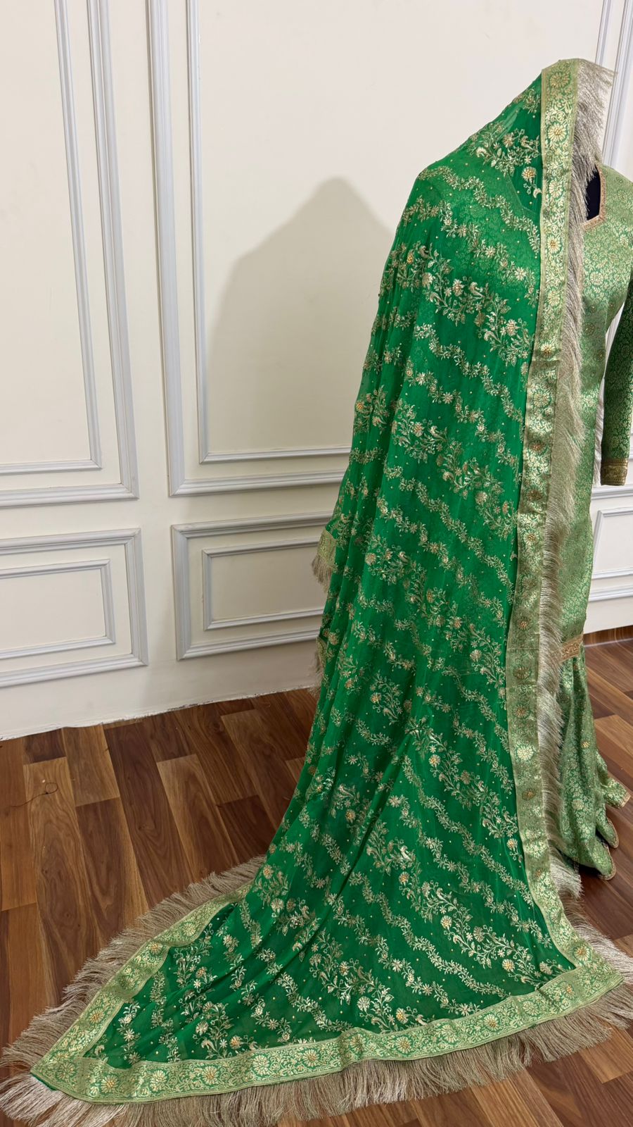 C GREEN COLOR BANARASI KIMKHAB GHARARA