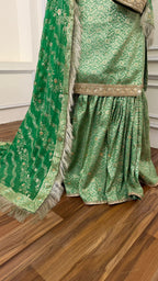 C GREEN COLOR BANARASI KIMKHAB GHARARA
