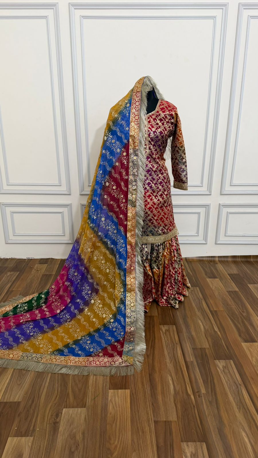 MULTI COLOR BANARASI KIMKHAB GHARARA