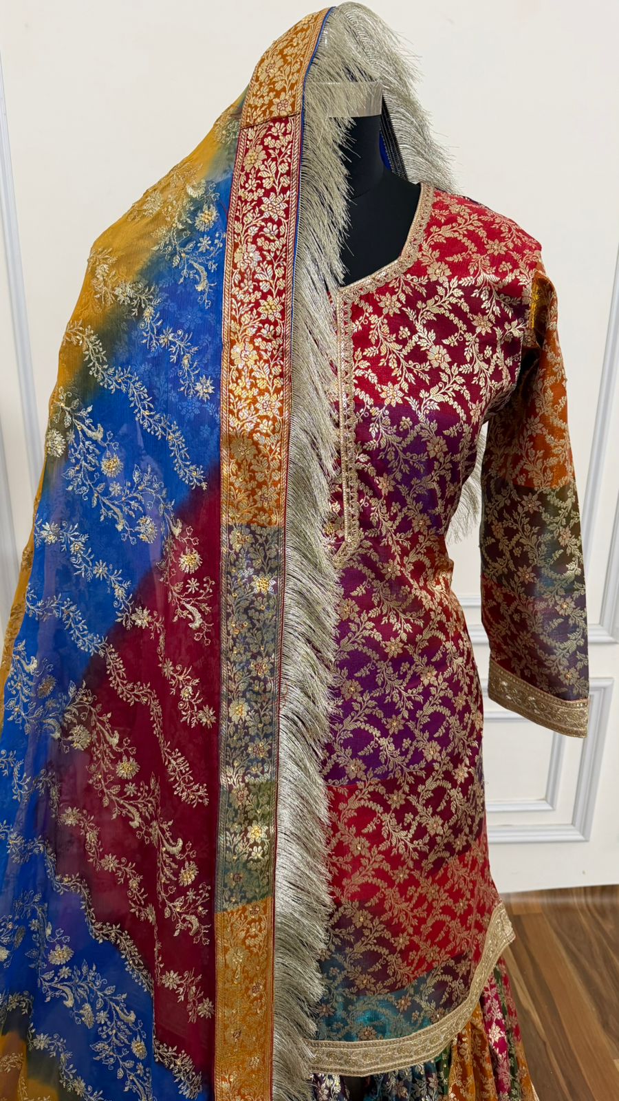 MULTI COLOR BANARASI KIMKHAB GHARARA