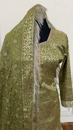 PASTLE MEHENDI COLOR BANARASI KIMKHAB GHARARA