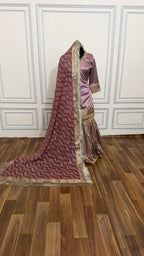 BRIGHT LILAC COLOR BANARASI KIMKHAB GHARARA