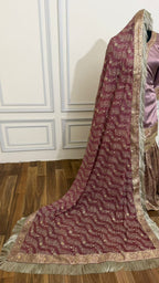 BRIGHT LILAC COLOR BANARASI KIMKHAB GHARARA