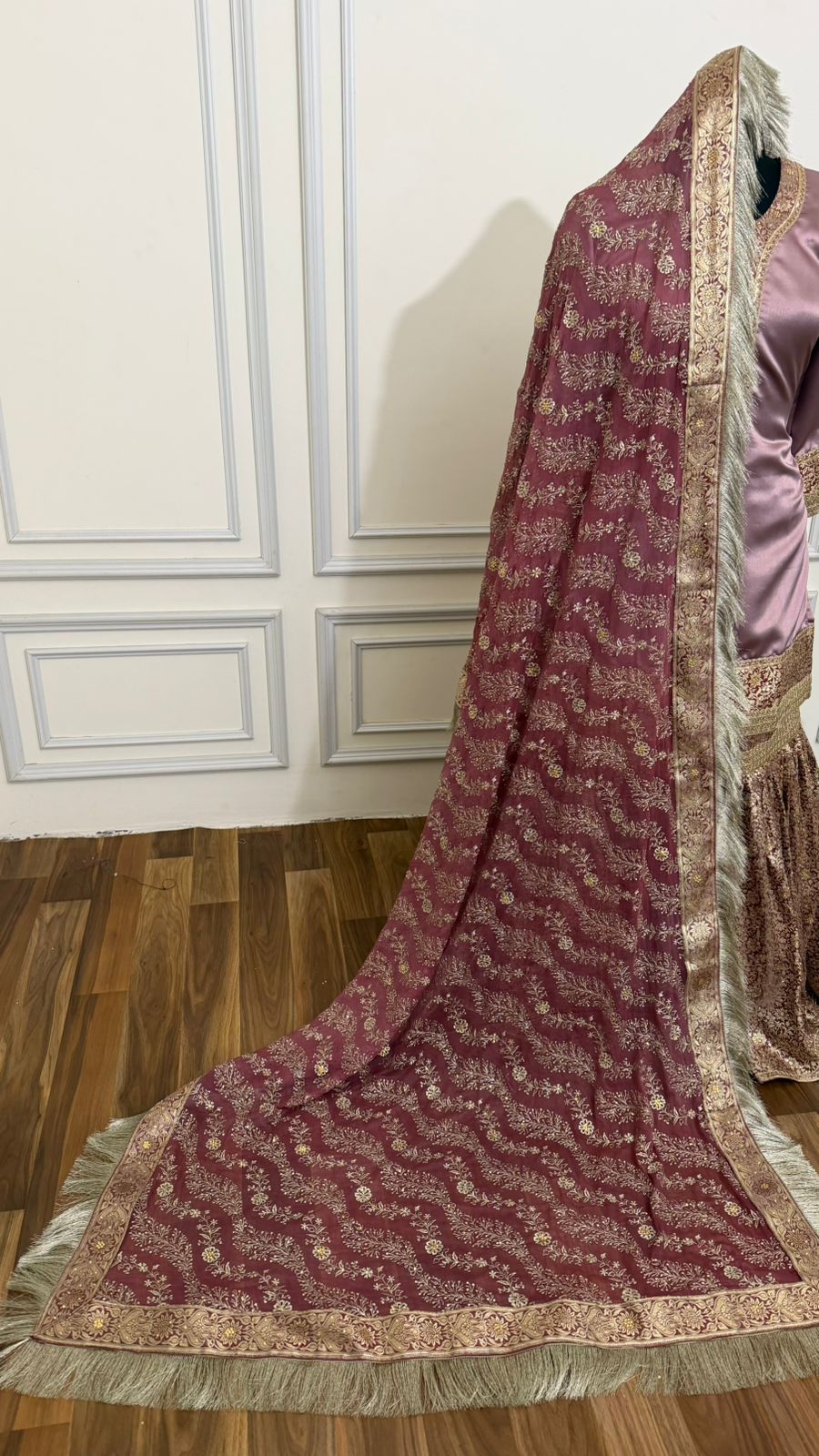 BRIGHT LILAC COLOR BANARASI KIMKHAB GHARARA