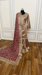 LILAC COLOR BANARASI TOP KIMKHAB  GHARARA