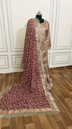 LILAC COLOR BANARASI TOP KIMKHAB  GHARARA