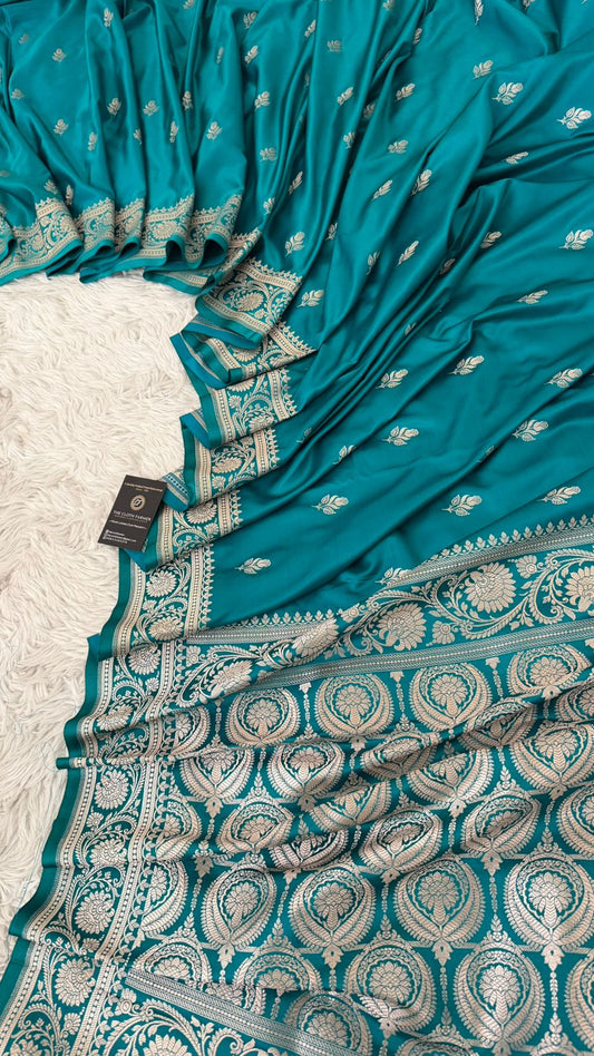 CADET BLUE COLOR MASHRU SILK SAREE