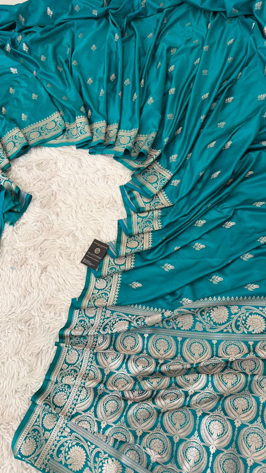 CADET BLUE COLOR MASHRU SILK SAREE