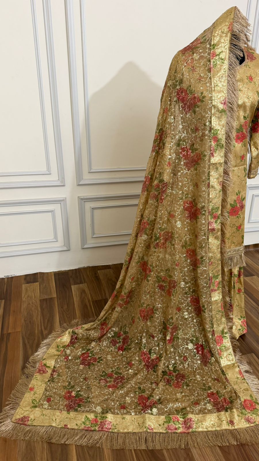 TUSSER COLOR BANARASI KIMKHAB GHARARA