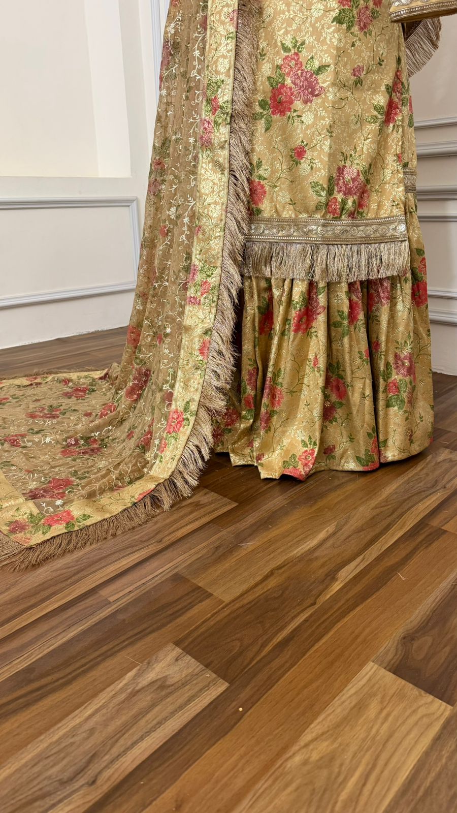 TUSSER COLOR BANARASI KIMKHAB GHARARA