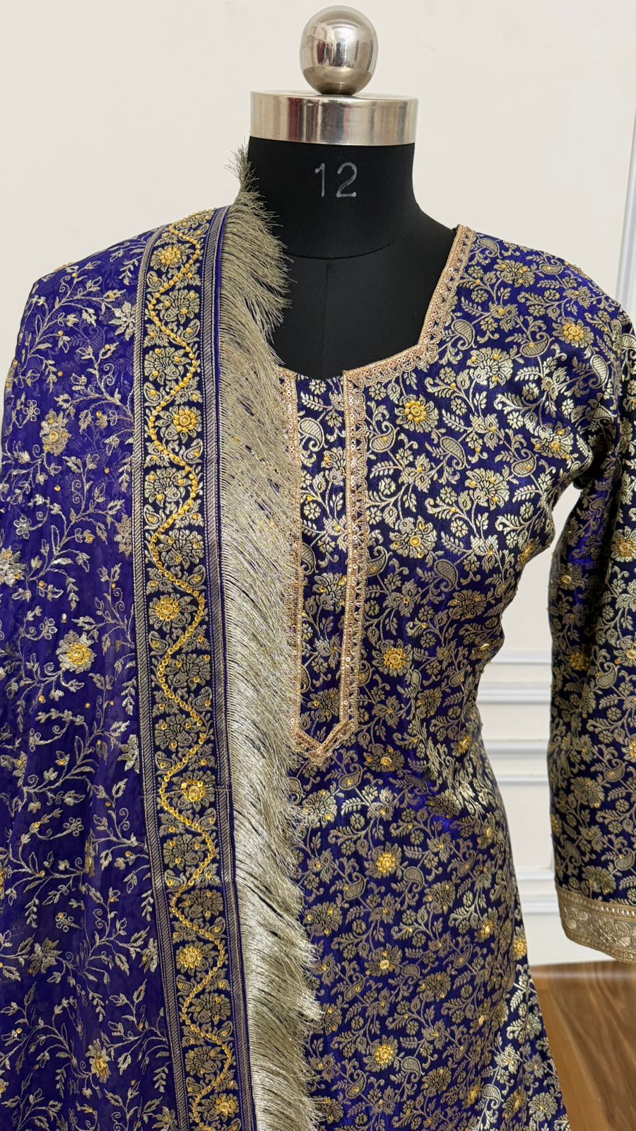 ROYAL BLUE COLOR BANARASI KIMKHAB GHARARA