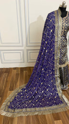 ROYAL BLUE COLOR BANARASI KIMKHAB GHARARA