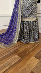 ROYAL BLUE COLOR BANARASI KIMKHAB GHARARA