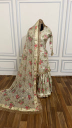 OFF WHITE COLOR BANARASI KIMKHAB GHARARA