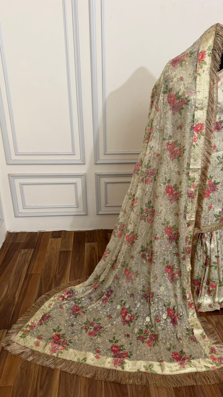 OFF WHITE COLOR BANARASI KIMKHAB GHARARA