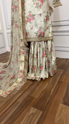 OFF WHITE COLOR BANARASI KIMKHAB GHARARA