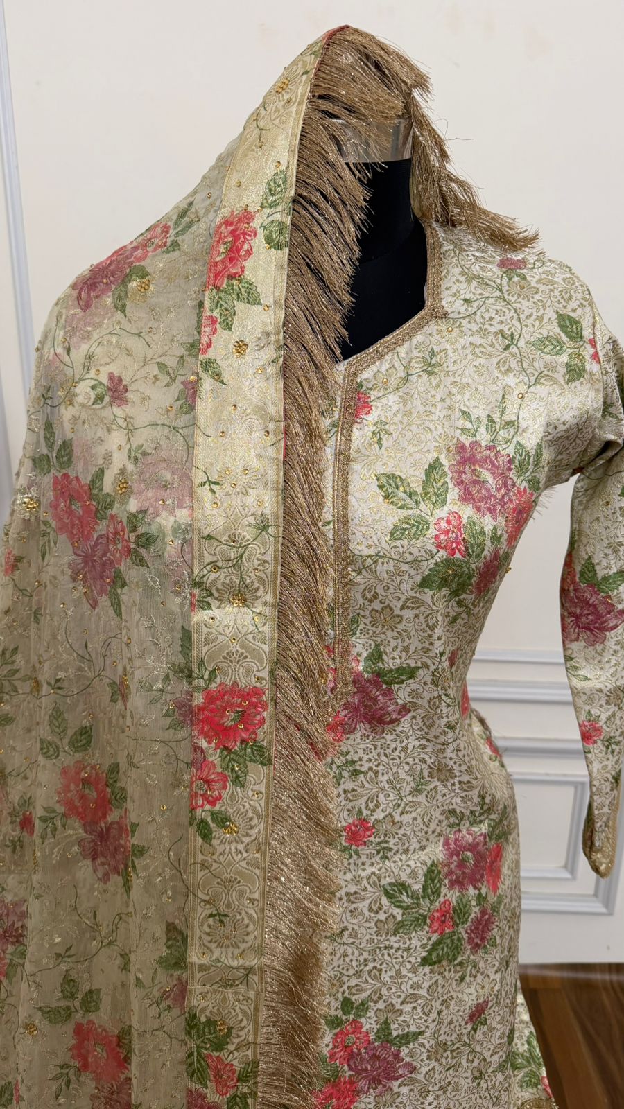 OFF WHITE COLOR BANARASI KIMKHAB GHARARA