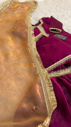 Italian shimmer silk based wine color gharara