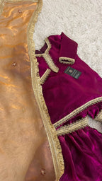 Italian shimmer silk based wine color gharara