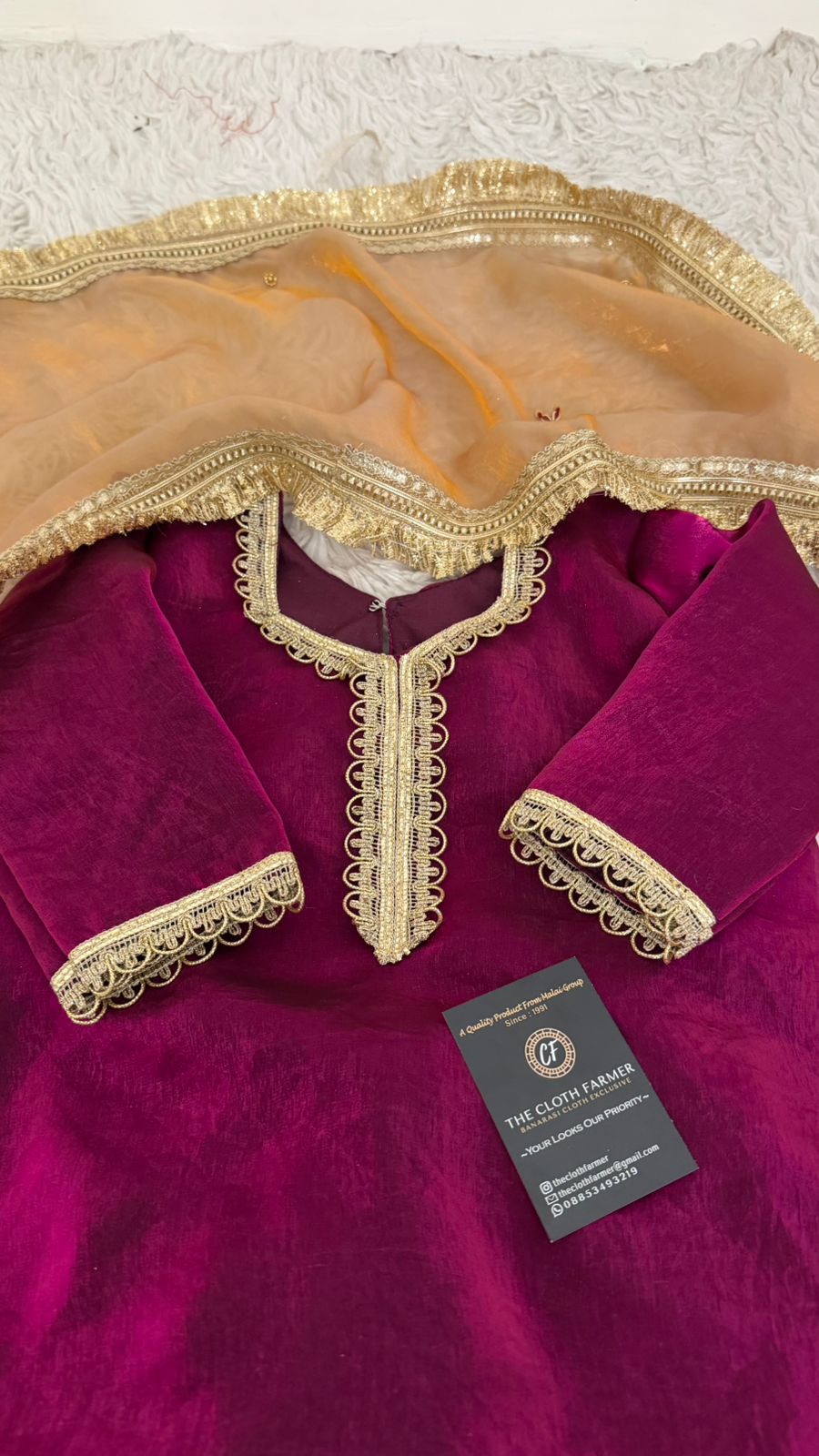 Italian shimmer silk based wine color gharara