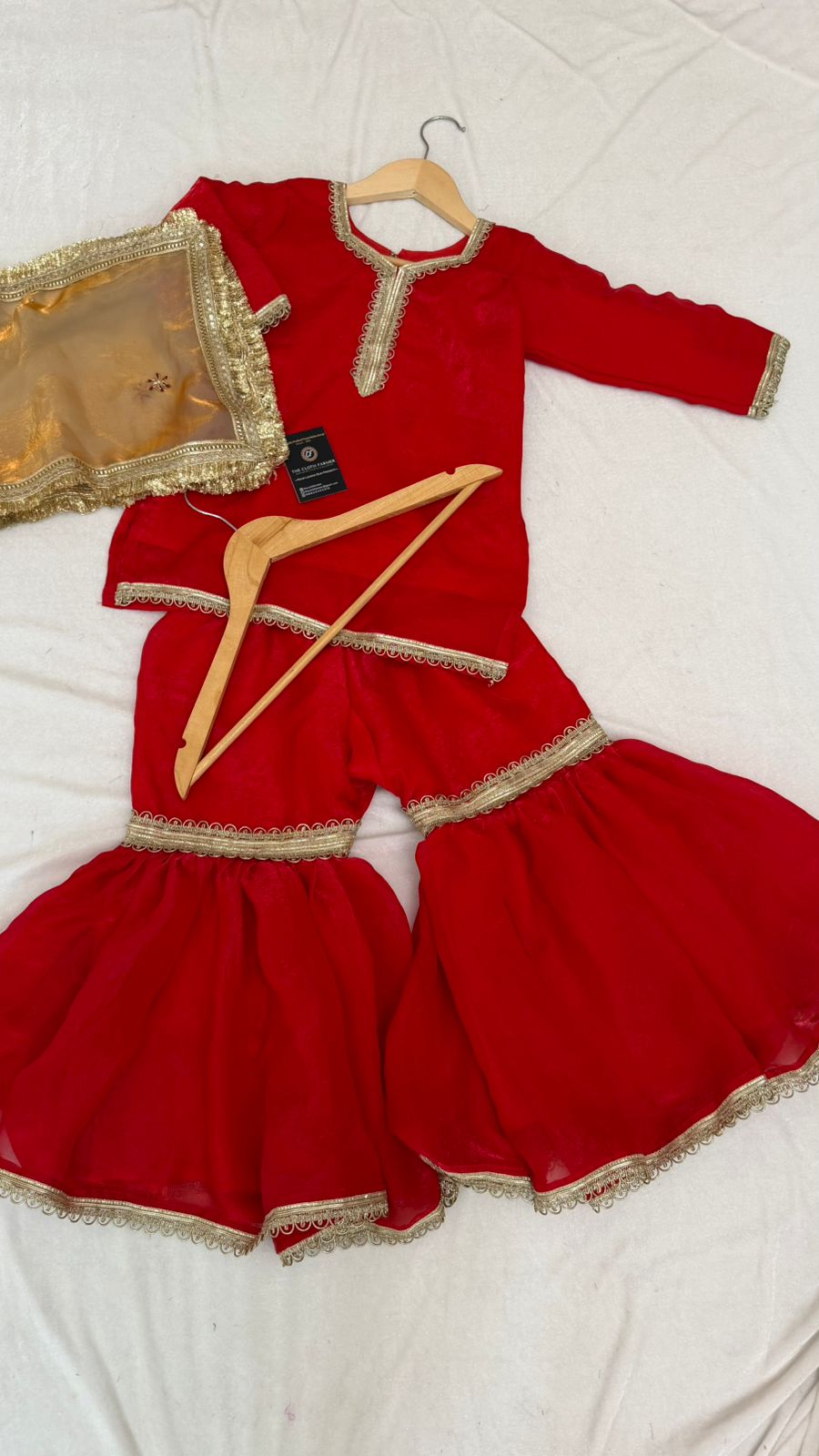 Italian shimmer silk based red color gharara