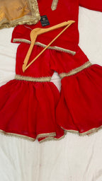 Italian shimmer silk based red color gharara