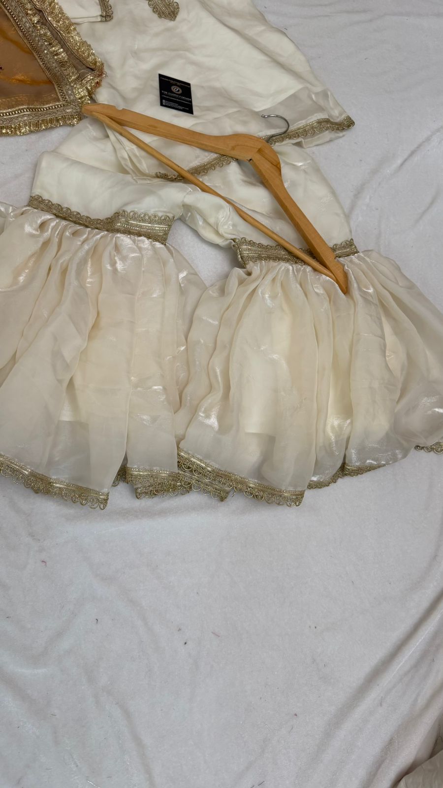 Italian shimmer silk based white color gharara