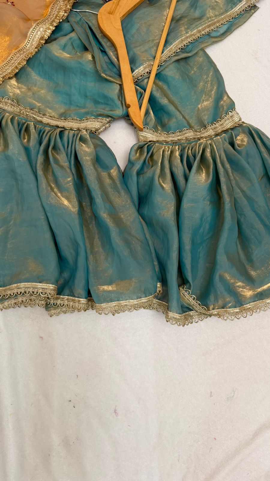 Italian shimmer silk based sky blue color gharara