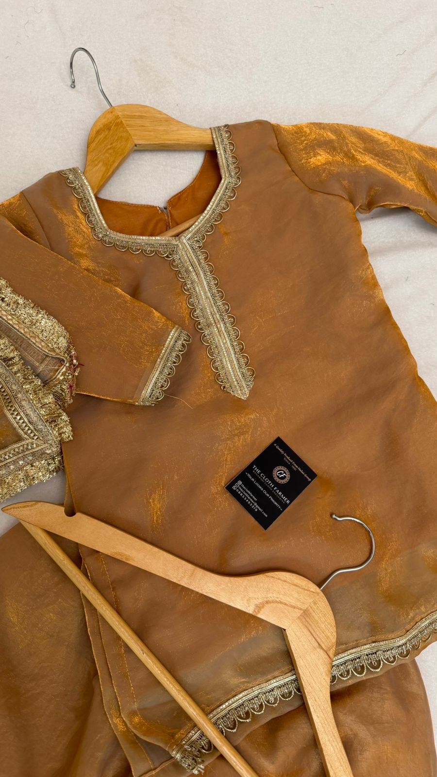 Italian shimmer silk based pastle orange color gharara