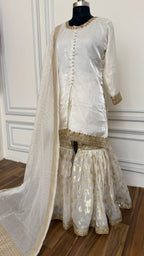 LIGHT IVORY SHADE SOFT SILK GHARARA