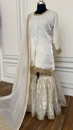LIGHT IVORY SHADE SOFT SILK GHARARA